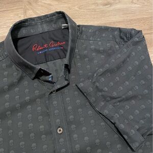 Robert Graham XL Modern American Skull Short Sleeve Collared Button Down Shirt